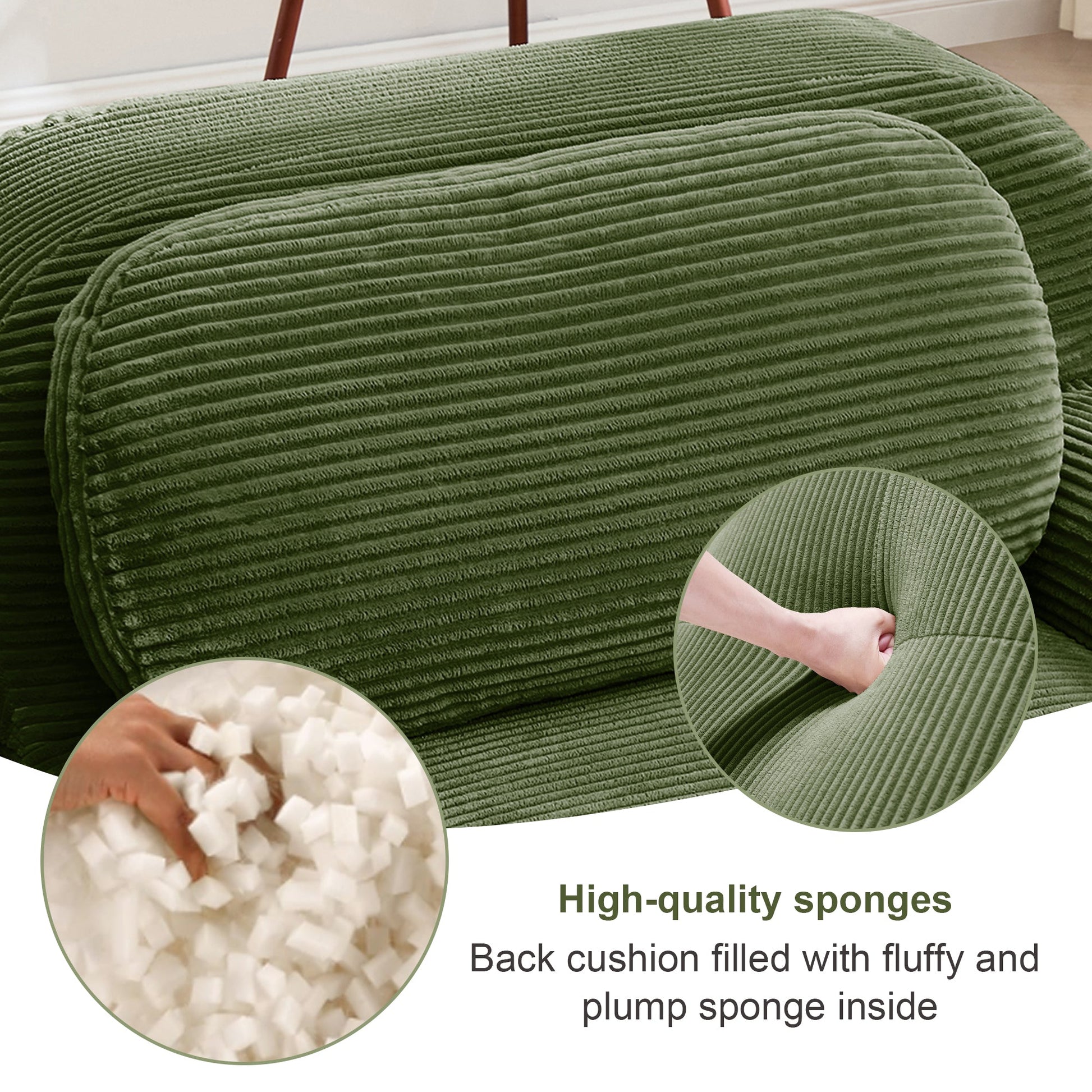 Loveseat Sofa In Luxury Corduroy Fabric Modular For Free Combo Separation (W714P323642) - Direct Wicker