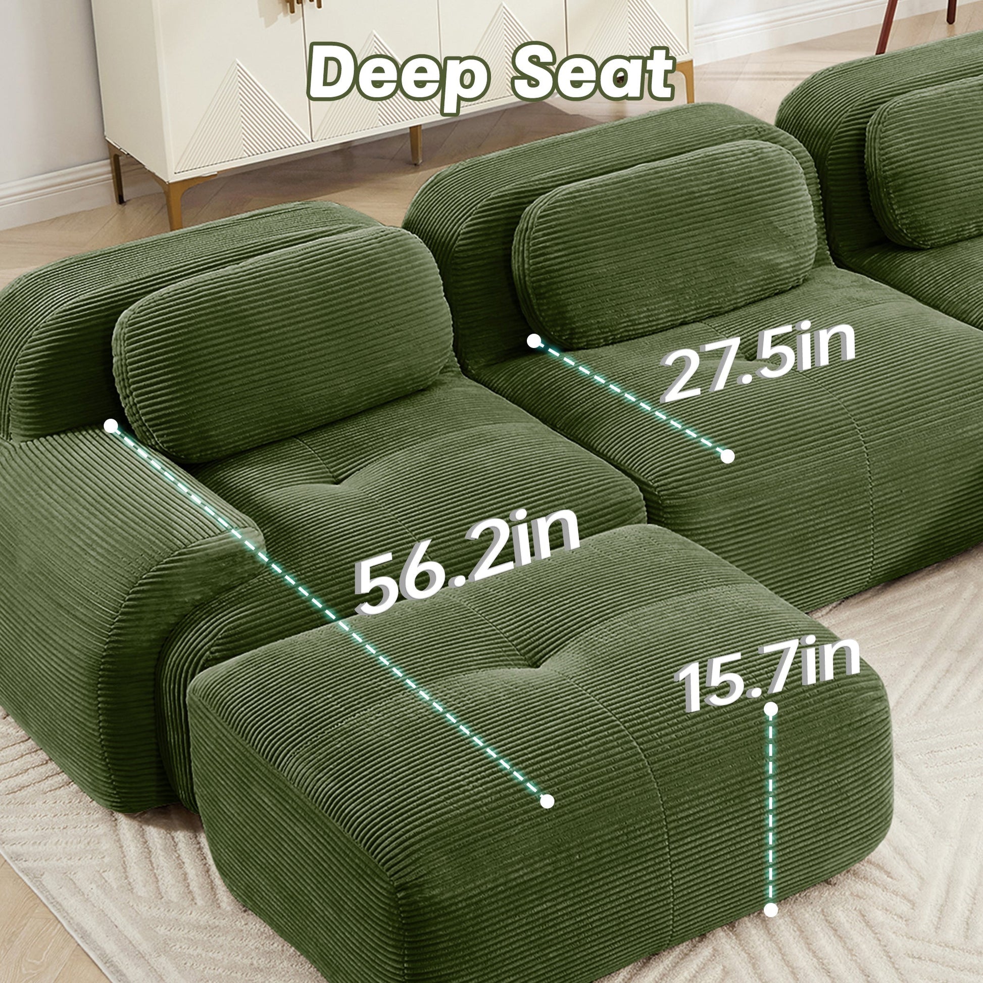 Loveseat Sofa In Luxury Corduroy Fabric Modular For Free Combo Separation (W714P323642) - Direct Wicker
