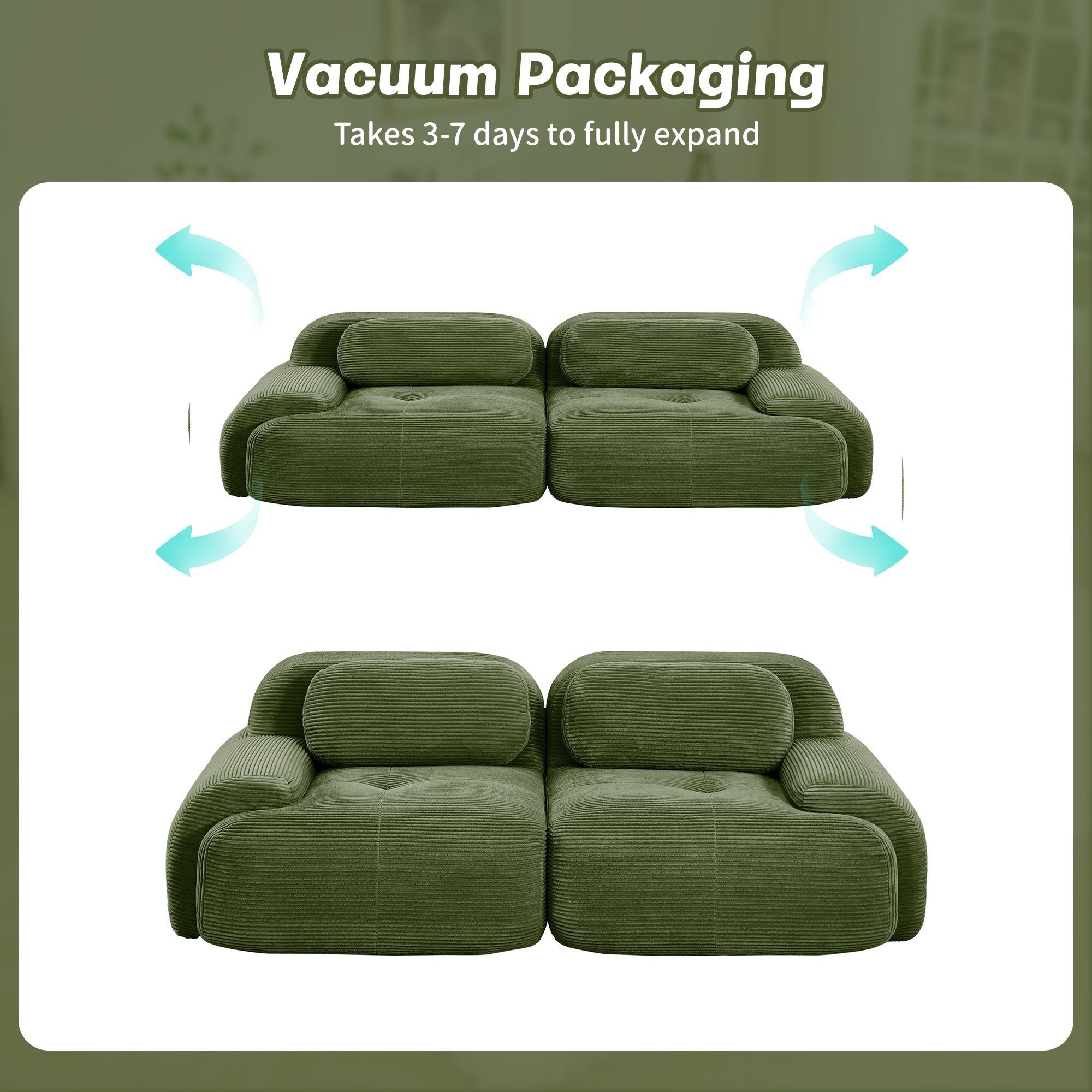Loveseat Sofa In Luxury Corduroy Fabric Modular For Free Combo Separation (W714P323642) - Direct Wicker