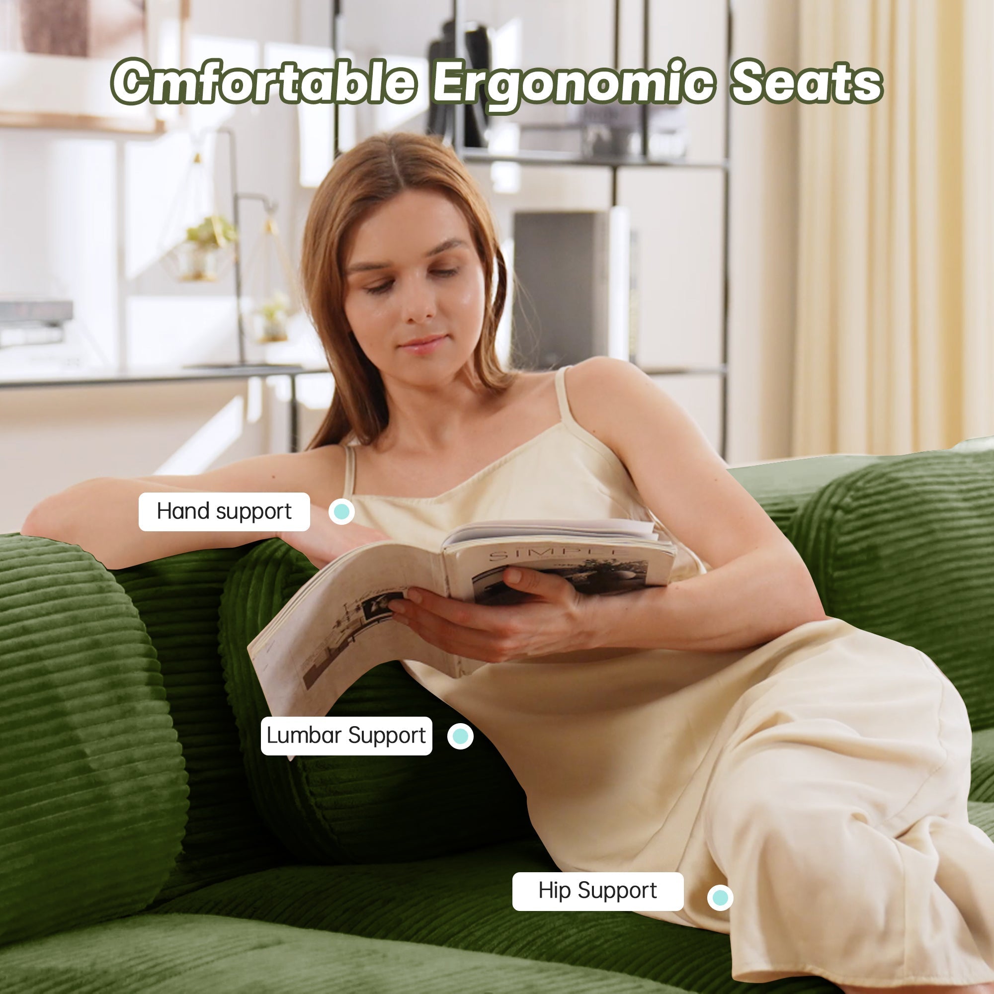 Loveseat Sofa In Luxury Corduroy Fabric Modular For Free Combo Separation (W714P323642) - Direct Wicker