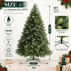 Lush Full Green Artificial Christmas Tree - Realistic Xmas Tree for Festive Home Decoration, 7ft/8ft/9ft - Direct Wicker