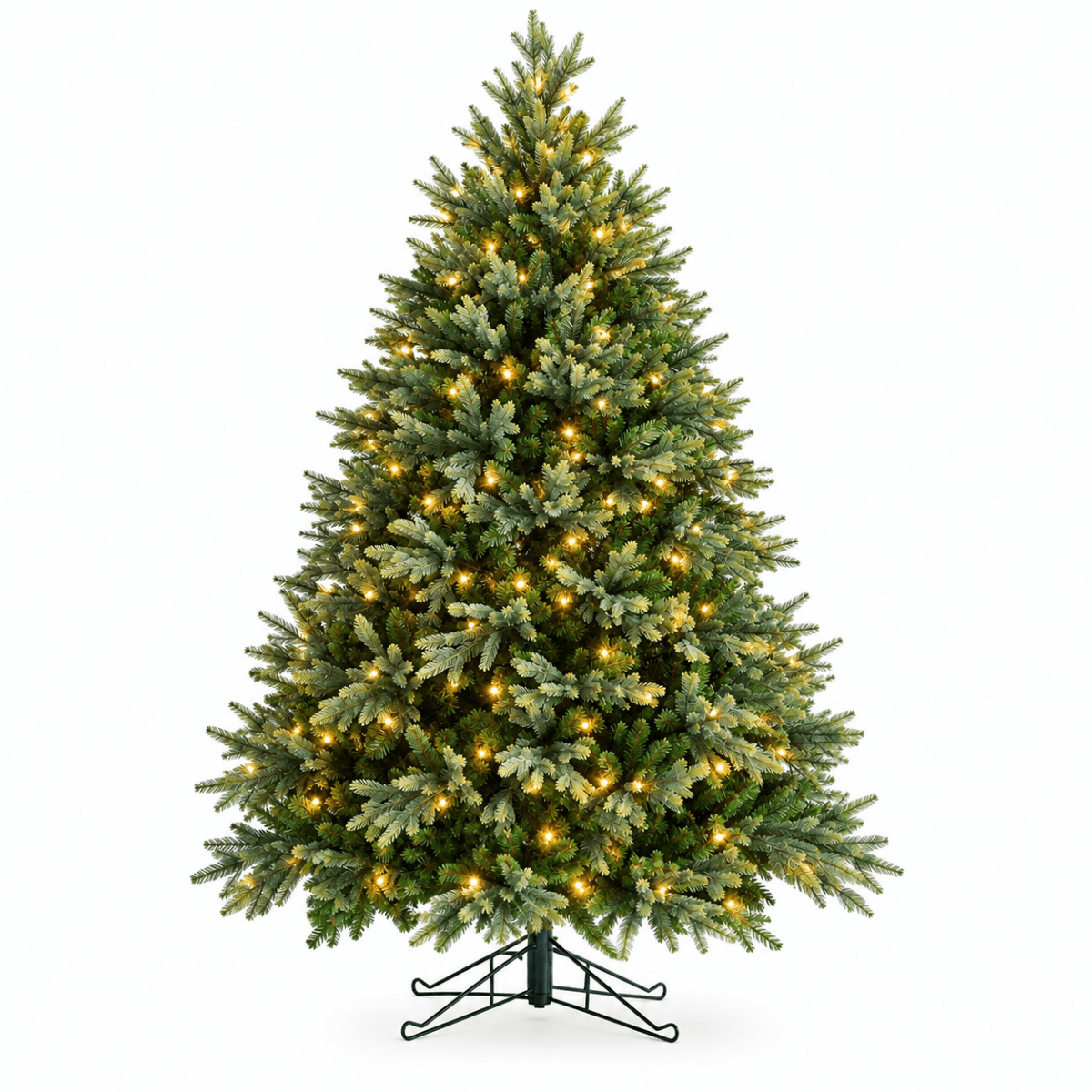 Lush Full Green Artificial Christmas Tree - Realistic Xmas Tree with Pre-Lit LED Lights for Festive Home Decoration, 6ft/7ft/8ft - Direct Wicker