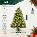 Lush Full Green Artificial Christmas Tree - Realistic Xmas Tree with Pre-Lit LED Lights for Festive Home Decoration, 6ft/7ft/8ft - Direct Wicker