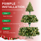 Lush Full Green Artificial Christmas Tree - Realistic Xmas Tree with Pre-Lit LED Lights for Festive Home Decoration, 6ft/7ft/8ft - Direct Wicker