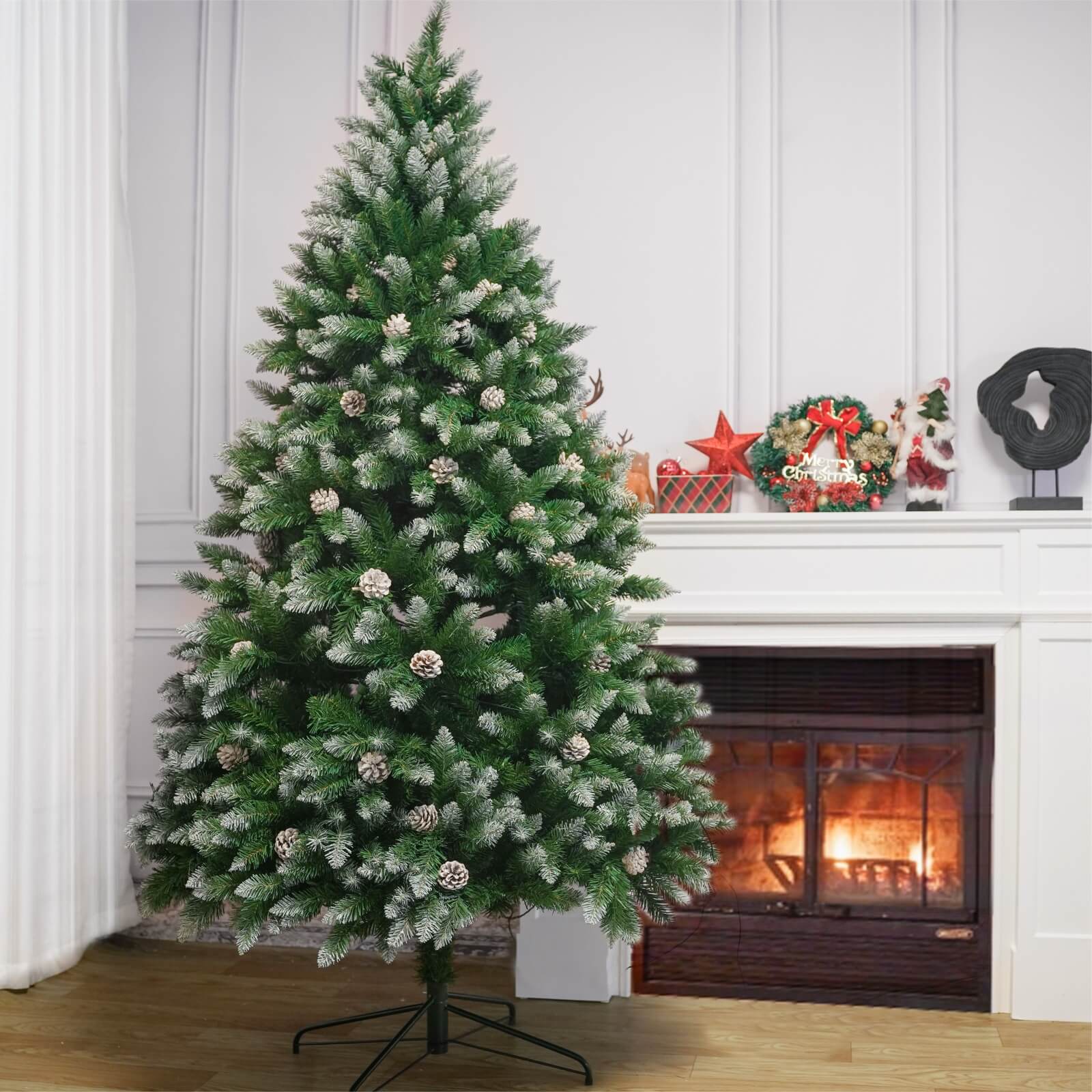 Luxury 5/6/7FT Prelit Artificial smart christmas tree PE decorative xmas tree (PAT - 004) - Direct Wicker