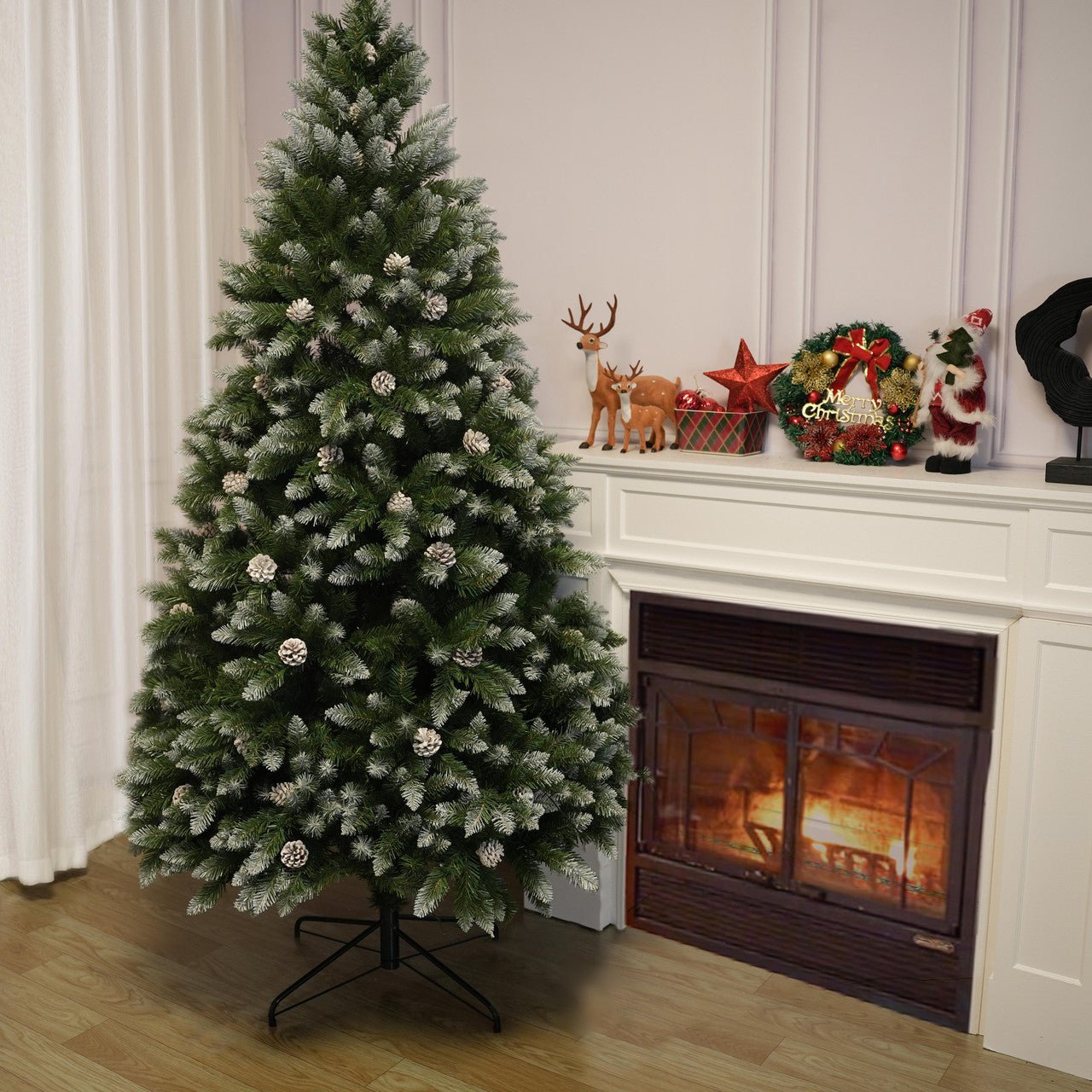 Luxury 5/6/7FT Prelit Artificial smart christmas tree PE decorative xmas tree (PAT - 004) - Direct Wicker