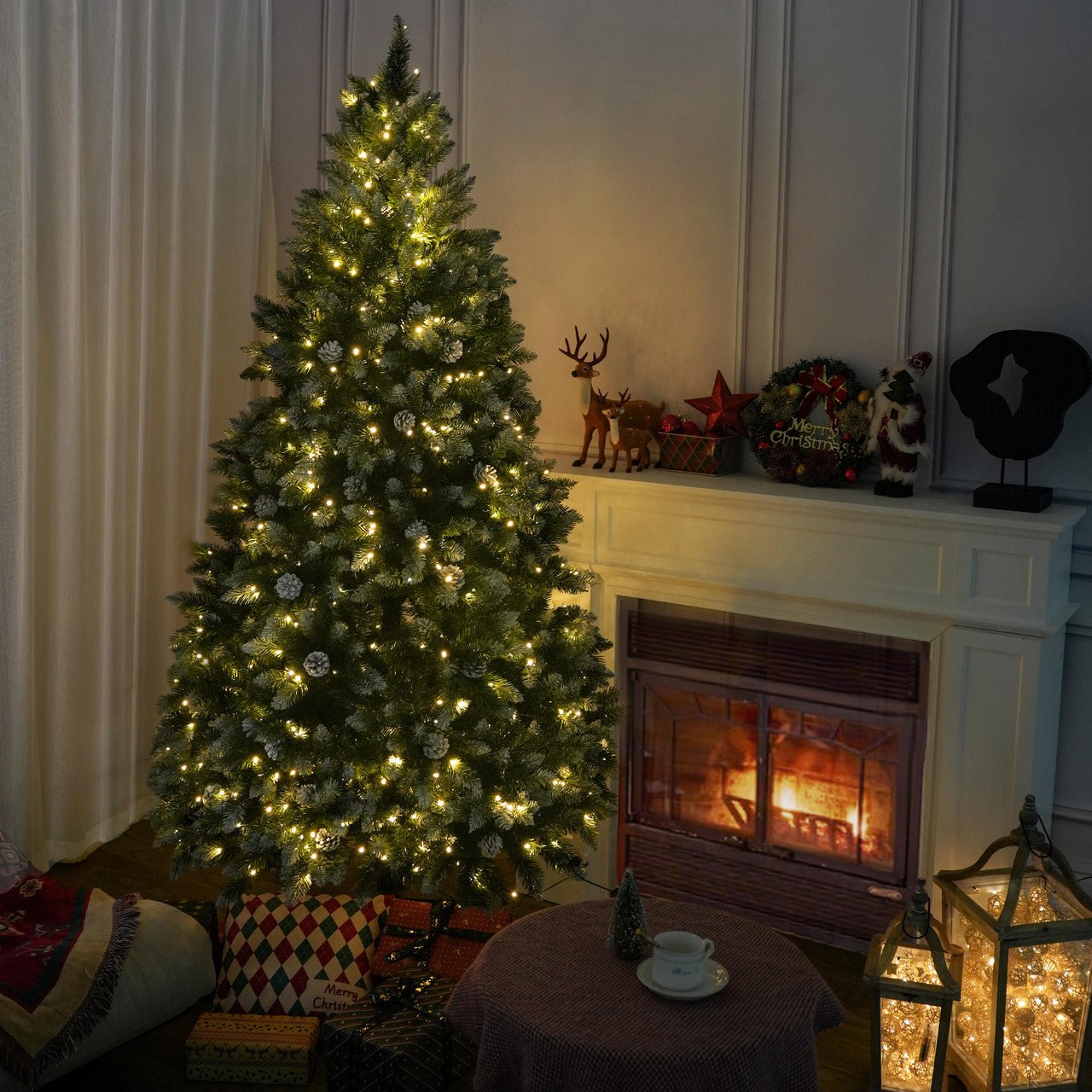 Luxury 5/6/7FT Prelit Artificial smart christmas tree PE decorative xmas tree (PAT - 004) - Direct Wicker