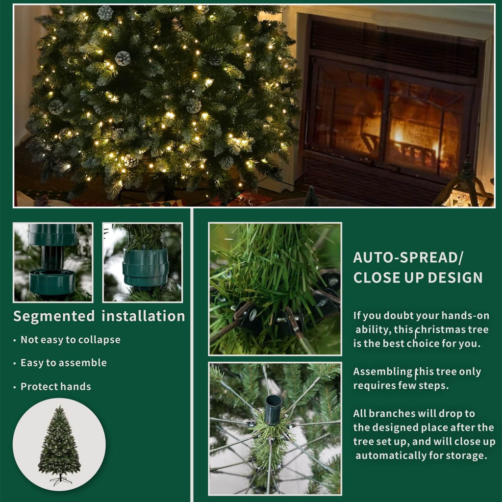 Luxury 5/6/7FT Prelit Artificial smart christmas tree PE decorative xmas tree (PAT - 004) - Direct Wicker