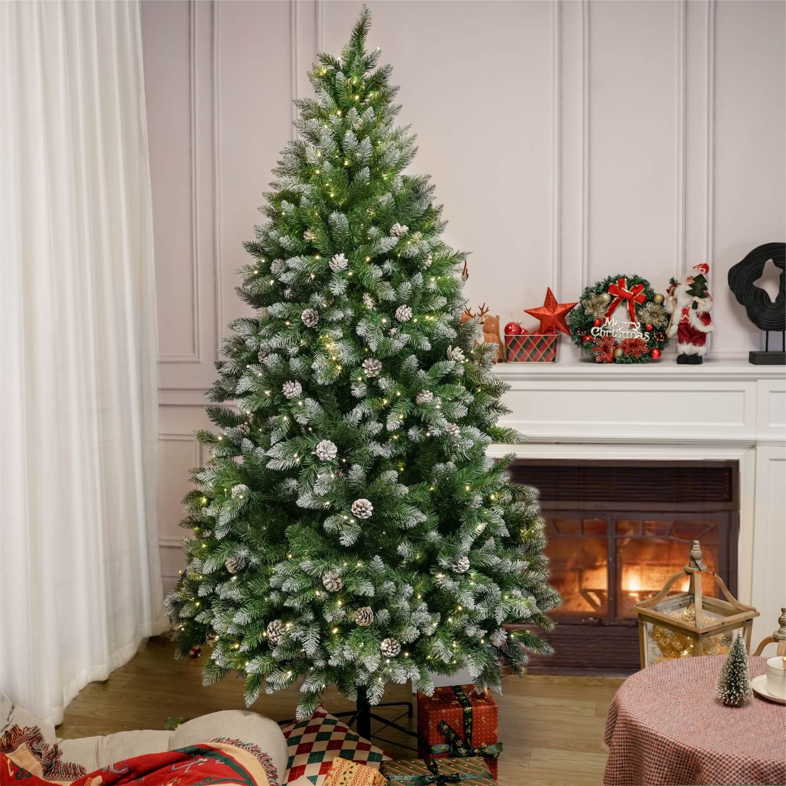 Luxury 5/6/7FT Prelit Artificial smart christmas tree PE decorative xmas tree (PAT - 004) - Direct Wicker