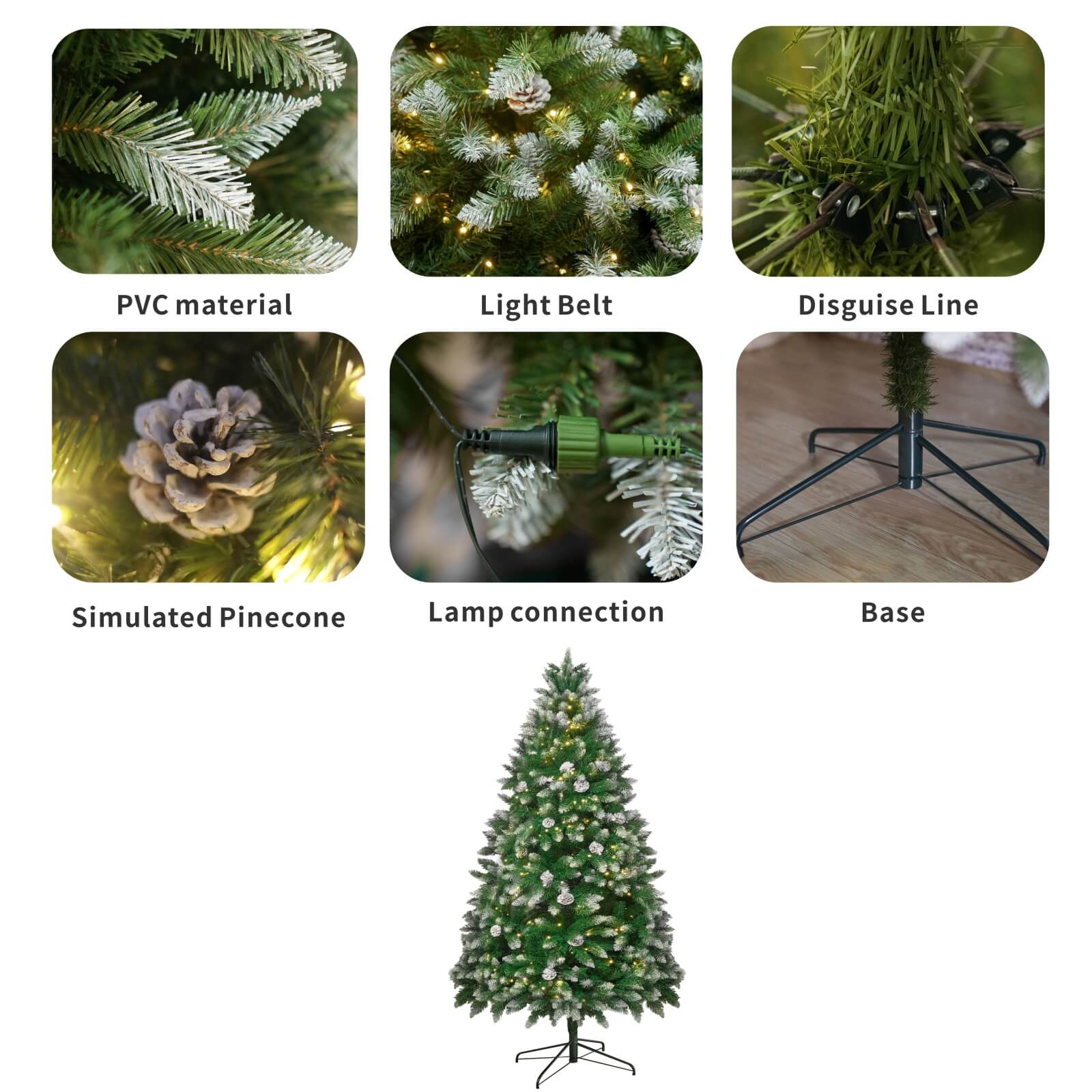 Luxury 5/6/7FT Prelit Artificial smart christmas tree PE decorative xmas tree (PAT - 004) - Direct Wicker