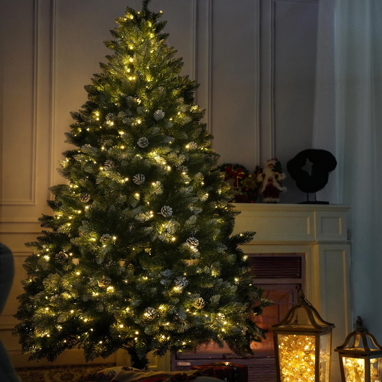 Luxury 5/6/7FT Prelit Artificial smart christmas tree PE decorative xmas tree (PAT - 004) - Direct Wicker