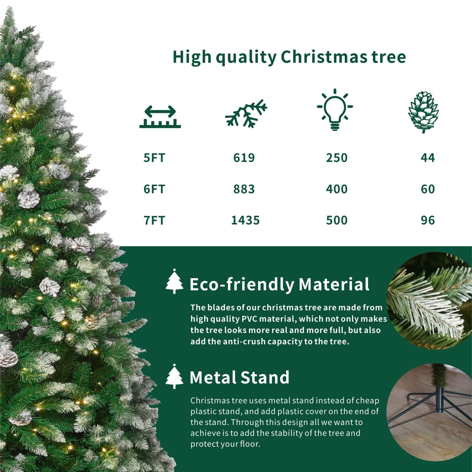 Luxury 5/6/7FT Prelit Artificial smart christmas tree PE decorative xmas tree (PAT - 004) - Direct Wicker