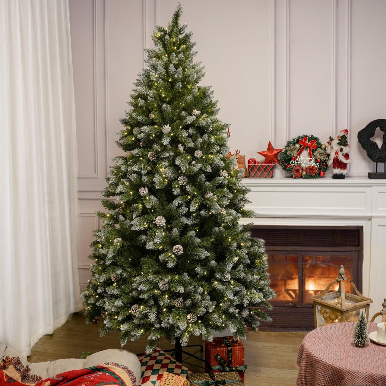 Luxury 5/6/7FT Prelit Artificial smart christmas tree PE decorative xmas tree (PAT - 004) - Direct Wicker