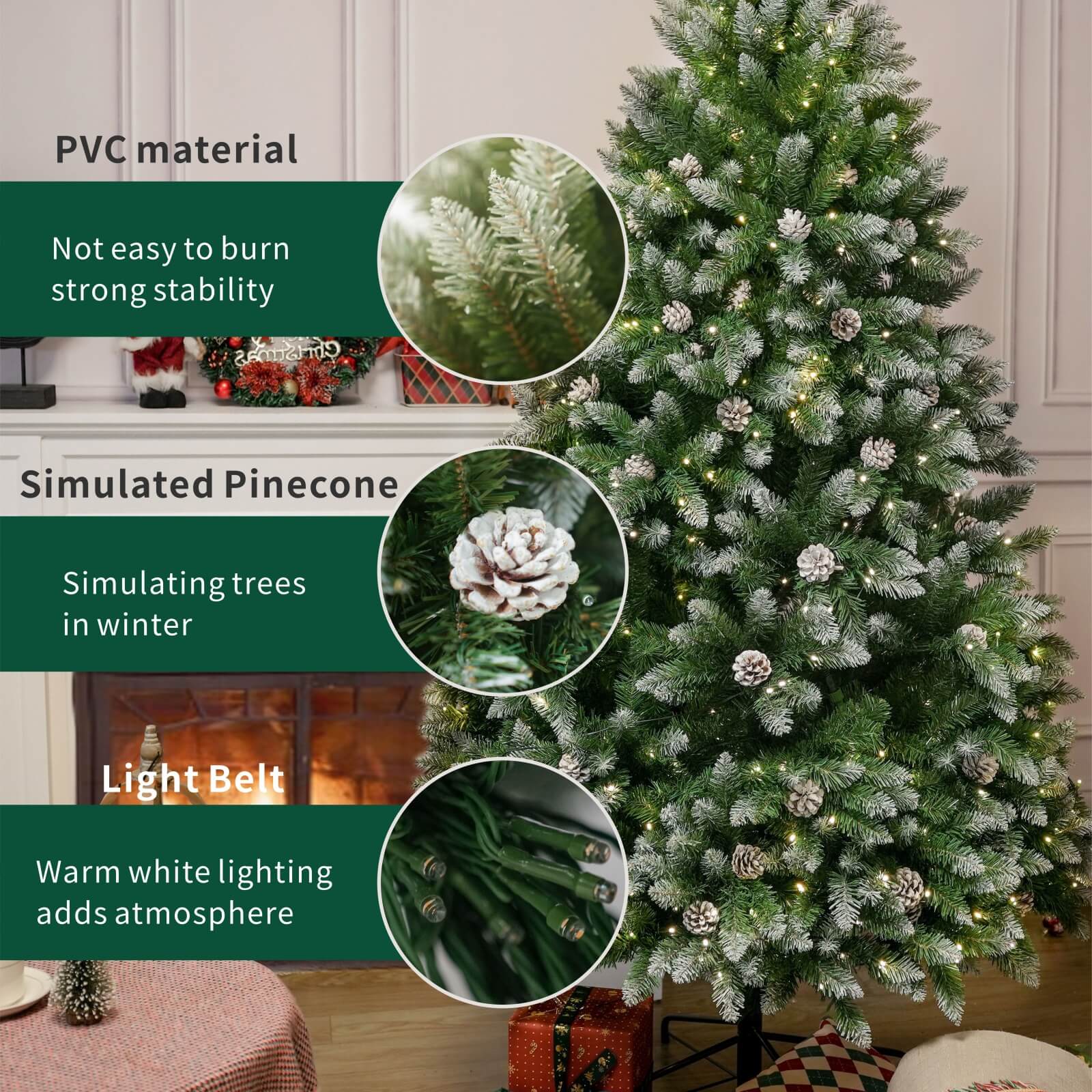 Luxury 5/6/7FT Prelit Artificial smart christmas tree PE decorative xmas tree (PAT - 004) - Direct Wicker