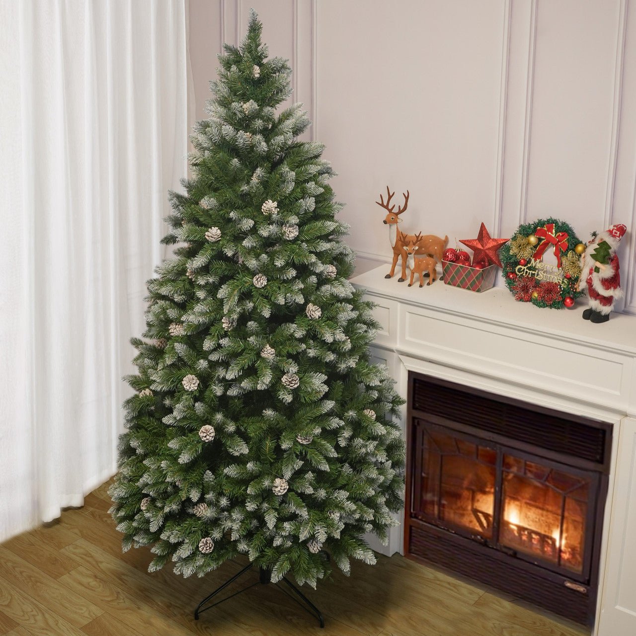 Luxury 5/6/7FT Prelit Artificial smart christmas tree PE decorative xmas tree (PAT - 004) - Direct Wicker