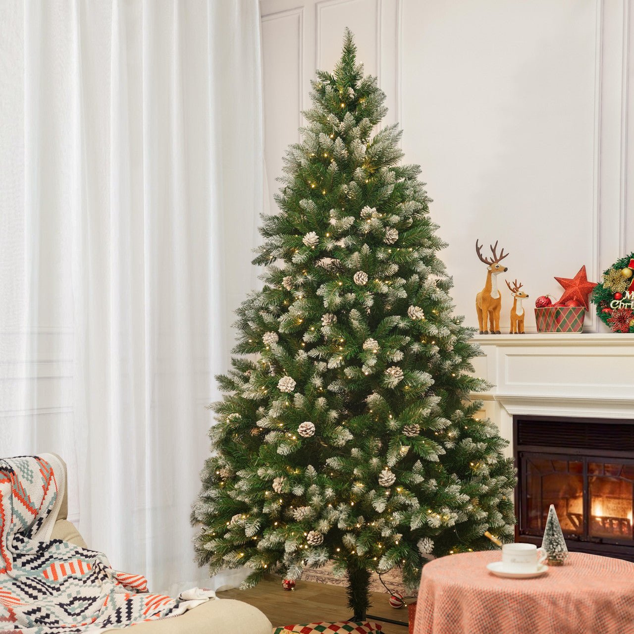 Luxury 5/6/7FT Prelit Artificial smart christmas tree PE decorative xmas tree (PAT - 004) - Direct Wicker