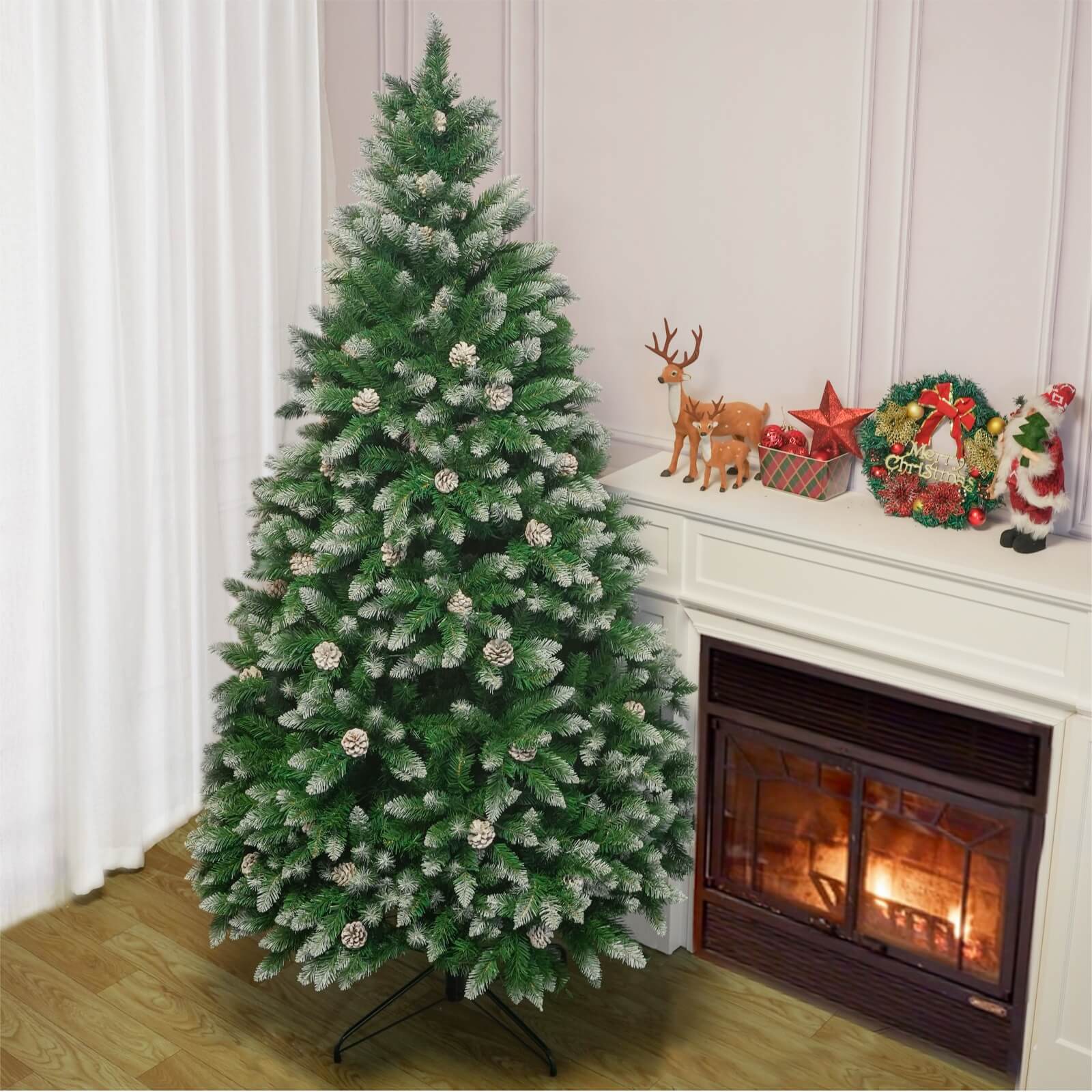 Luxury 5/6/7FT Prelit Artificial smart christmas tree PE decorative xmas tree (PAT - 004) - Direct Wicker