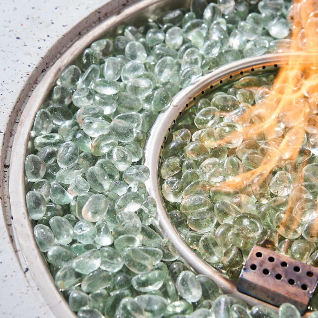 Magnesium Oxide 31" Square Fire Pit Table with Stainless Steel Burner & Glass Beads (PAG - 24933TA) - Direct Wicker
