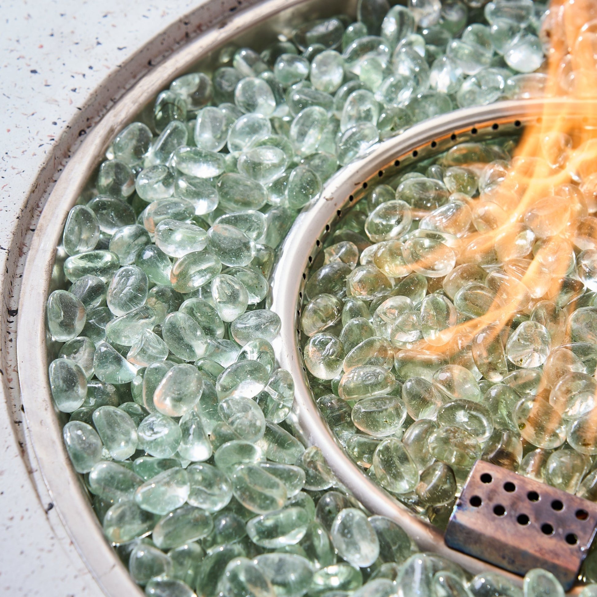 Magnesium Oxide 31" Square Fire Pit Table with Stainless Steel Burner & Glass Beads (PAG - 24933TA) - Direct Wicker