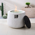 Magnesium Oxide 31" Square Fire Pit Table with Stainless Steel Burner & Glass Beads (PAG - 24933TA) - Direct Wicker