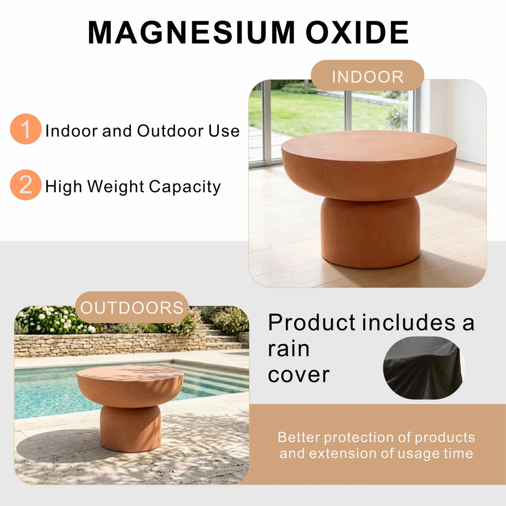 Magnesium Oxide MgO Indoor & Outdoor Side Table (PAD-2629ST-BR) - Direct Wicker