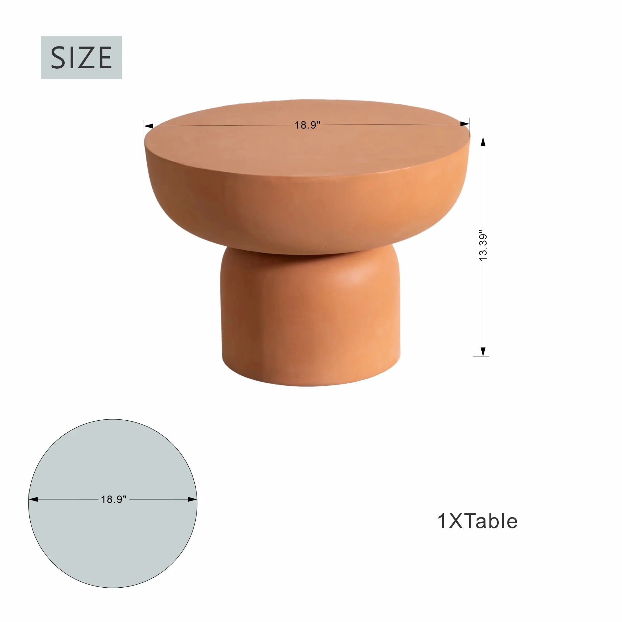 Magnesium Oxide MgO Indoor & Outdoor Side Table (PAD-2629ST-BR) - Direct Wicker