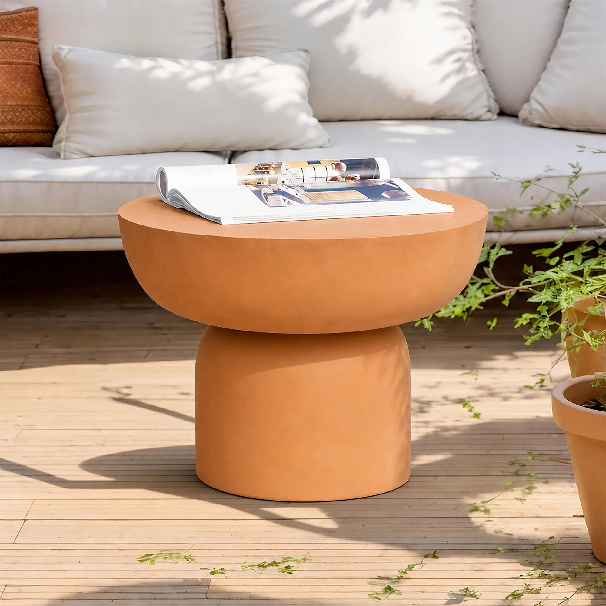 Magnesium Oxide MgO Indoor & Outdoor Side Table (PAD-2629ST-BR) - Direct Wicker