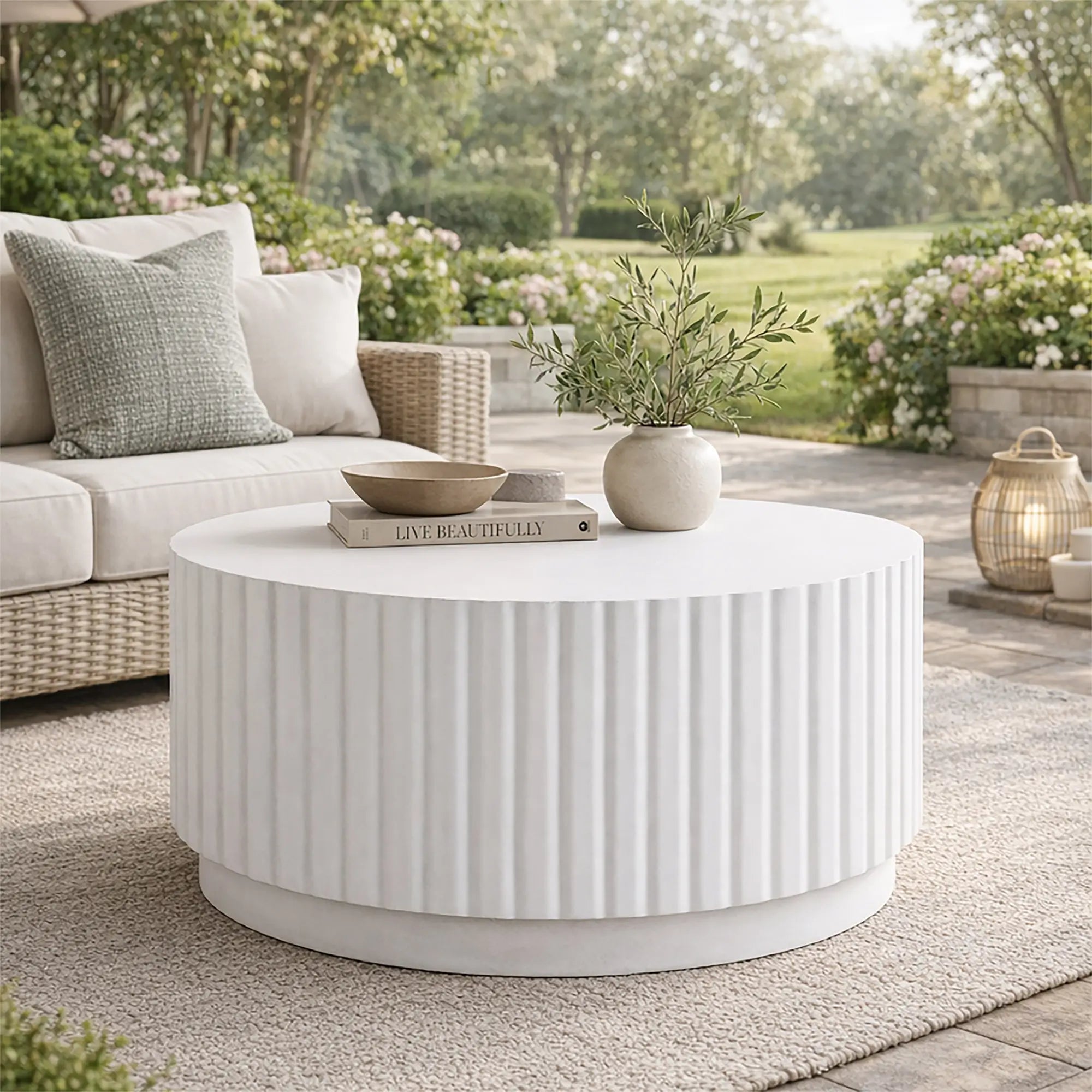 Magnesium Oxide MgO Outdoor Coffee Table (PAD-2631CT-WH) - Direct Wicker