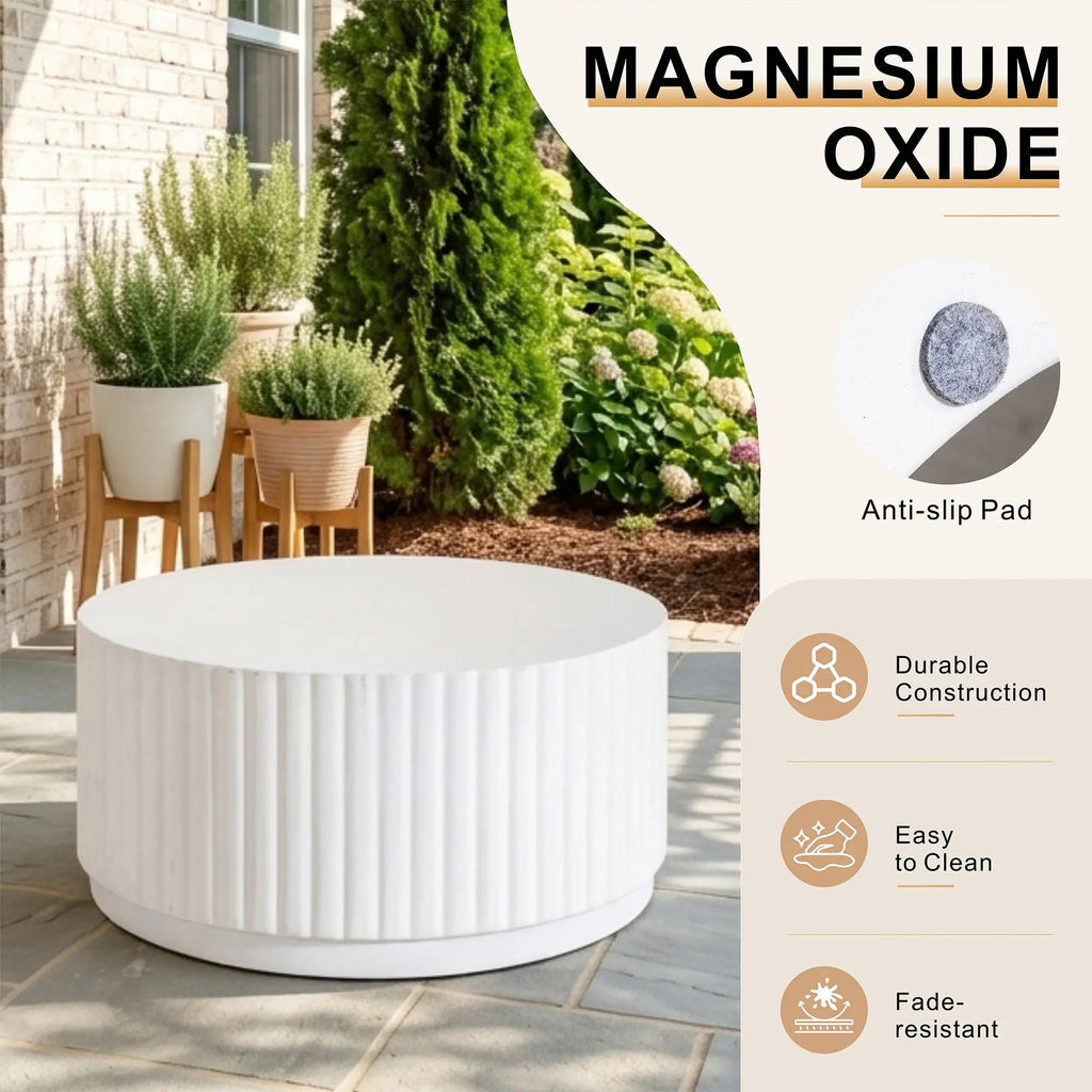 Magnesium Oxide MgO Outdoor Coffee Table (PAD-2631CT-WH) - Direct Wicker