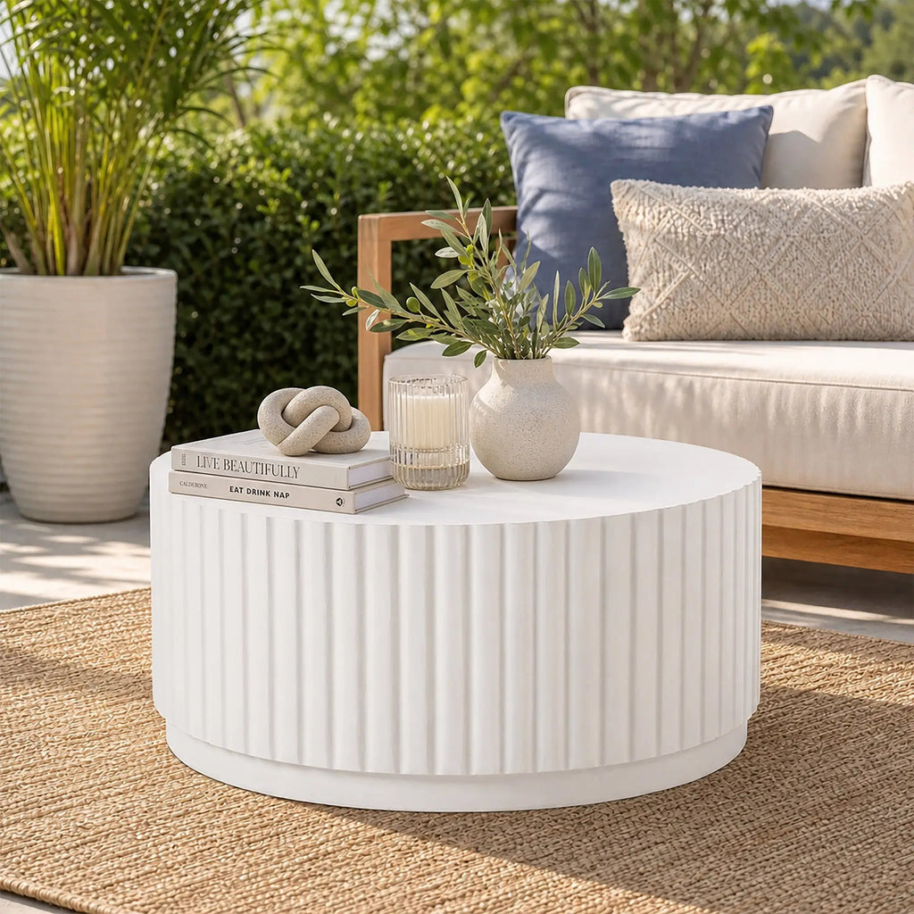 Magnesium Oxide MgO Outdoor Coffee Table (PAD-2631CT-WH) - Direct Wicker