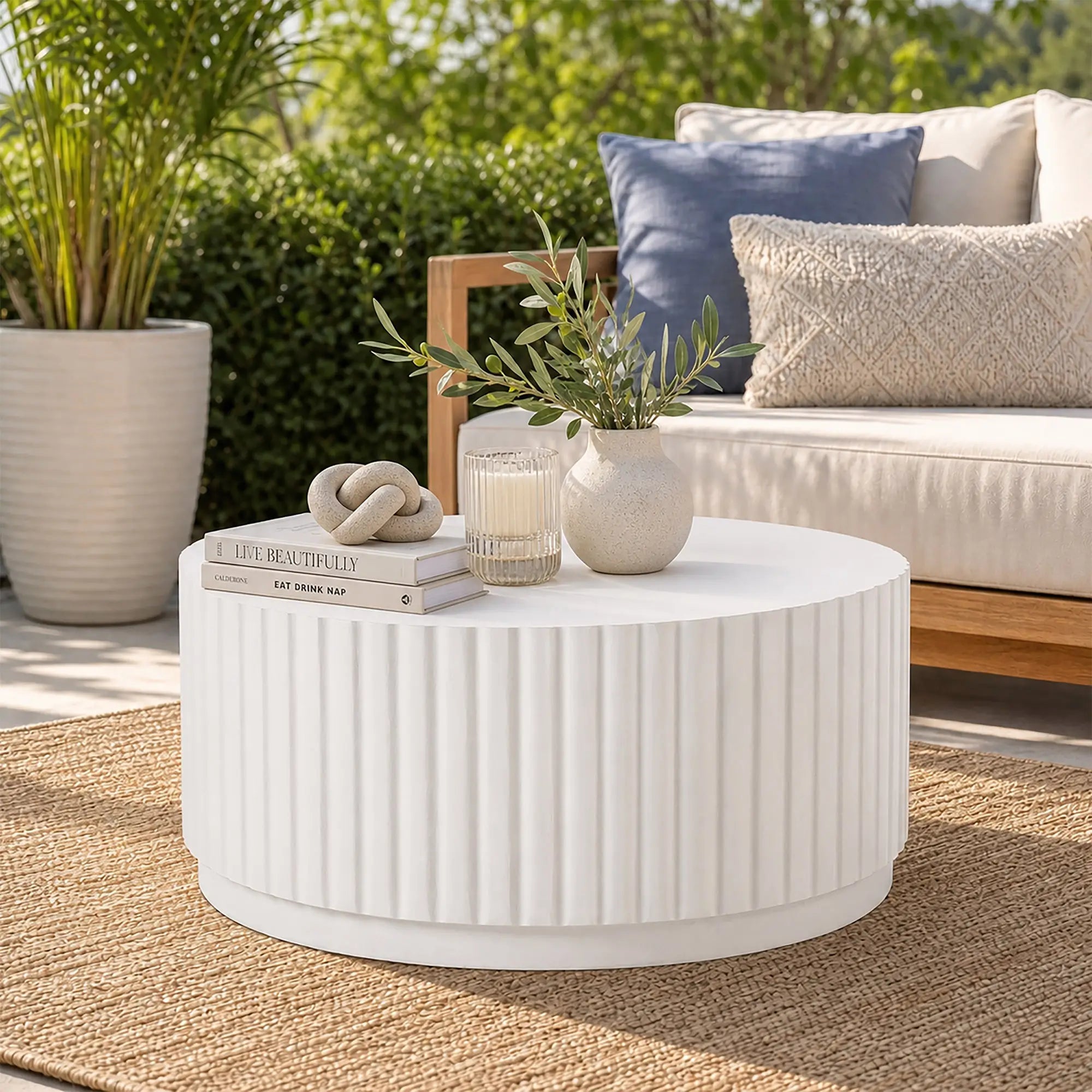 Magnesium Oxide MgO Outdoor Coffee Table (PAD-2631CT-WH) - Direct Wicker