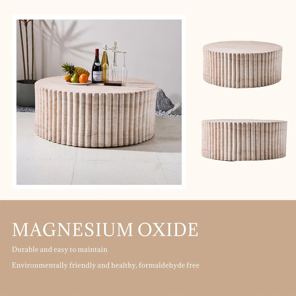 Magnesium Oxide MgO Round Coffee Table (PAD-24934TA-YE) - Direct Wicker