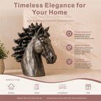 Majestic Flowing Mane Horse Head Magnesium Oxide Sculpture (GS-2612-GR-QZYY) - Direct Wicker