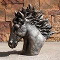 Majestic Flowing Mane Horse Head Magnesium Oxide Sculpture (GS-2612-GR-QZYY) - Direct Wicker