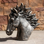 Majestic Flowing Mane Horse Head Magnesium Oxide Sculpture (GS-2612-GR-QZYY) - Direct Wicker