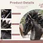 Majestic Flowing Mane Horse Head Magnesium Oxide Sculpture (GS-2612-GR-QZYY) - Direct Wicker