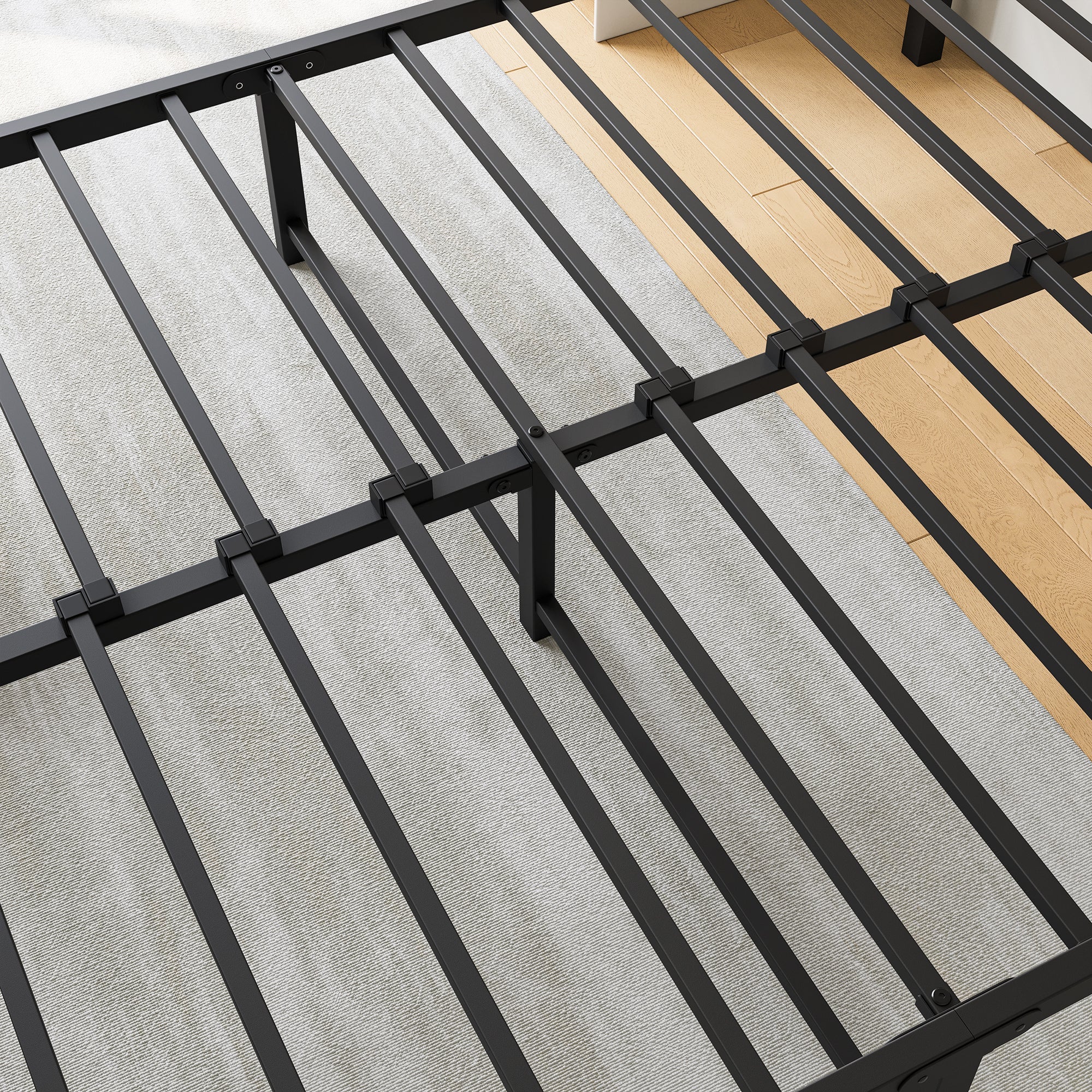Metal Platform Bed Frame, Victorian Style Headboard/Footboard/Under - Bed Storage (W84034826) - Direct Wicker