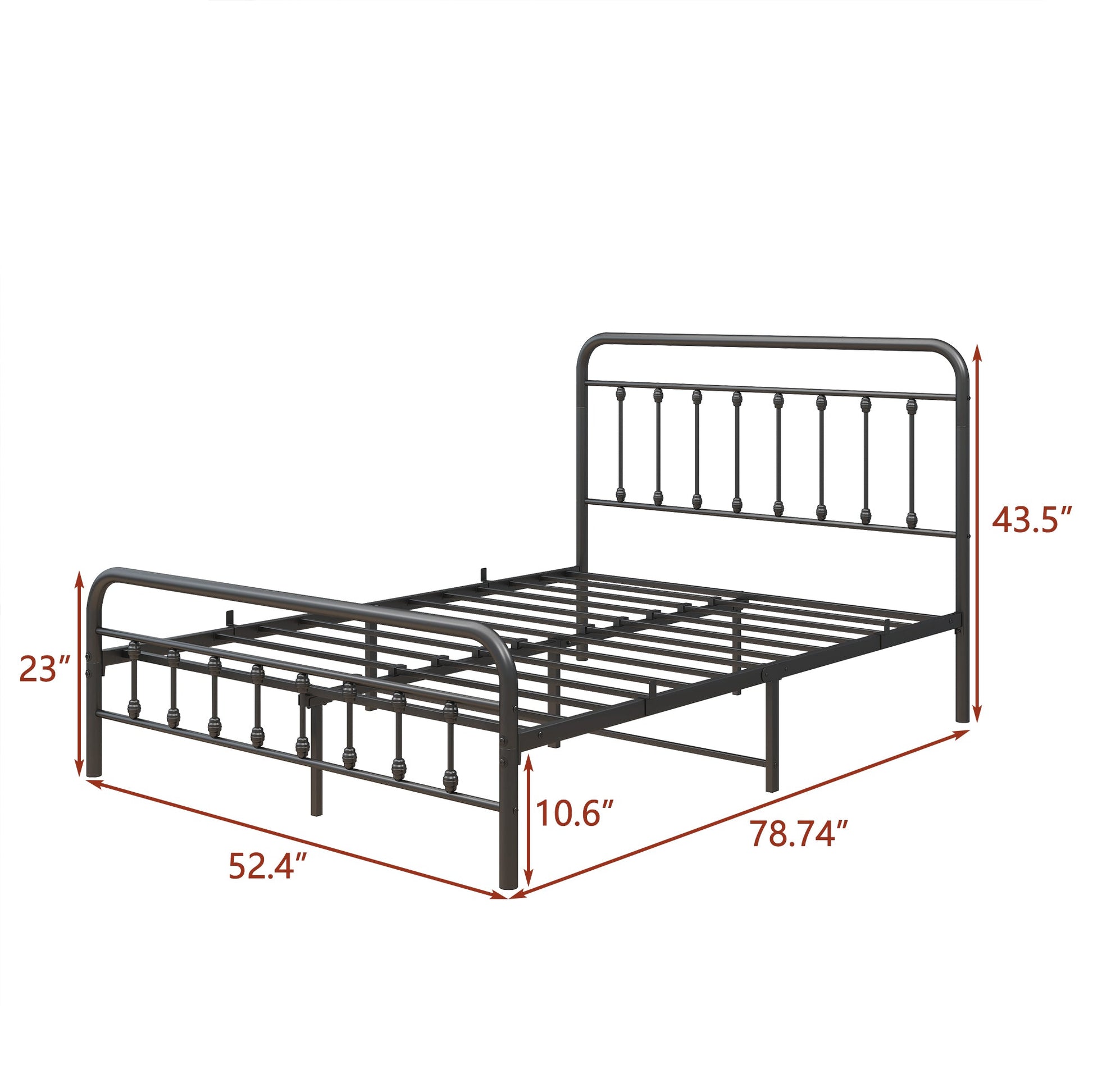 Metal Platform Bed Frame, Victorian Style Headboard/Footboard/Under - Bed Storage (W84034826) - Direct Wicker