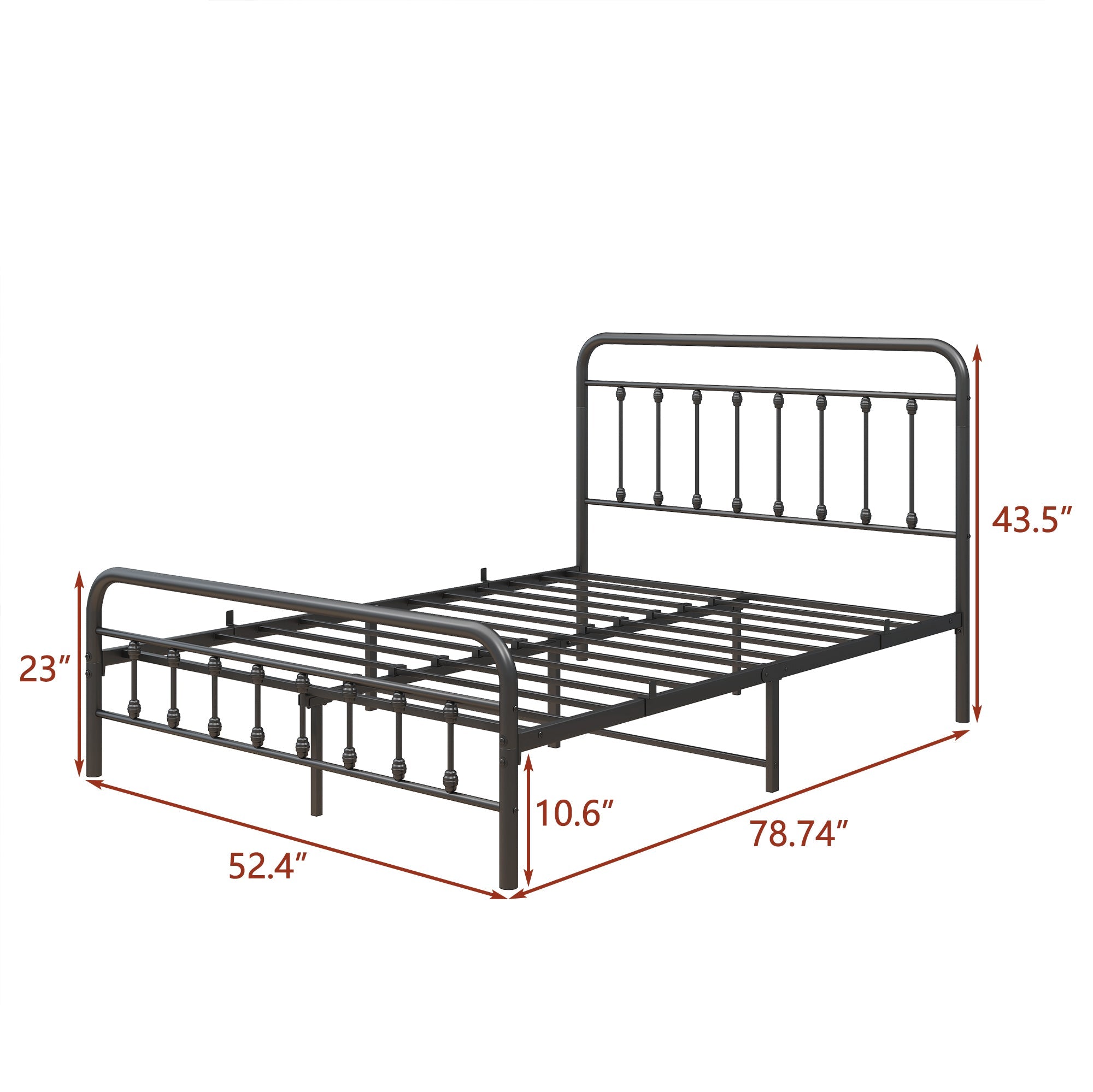 Metal Platform Bed Frame, Victorian Style Headboard/Footboard/Under - Bed Storage (W84034826) - Direct Wicker