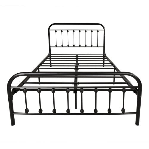 Metal Platform Bed Frame, Victorian Style Headboard/Footboard/Under - Bed Storage (W84034826) - Direct Wicker