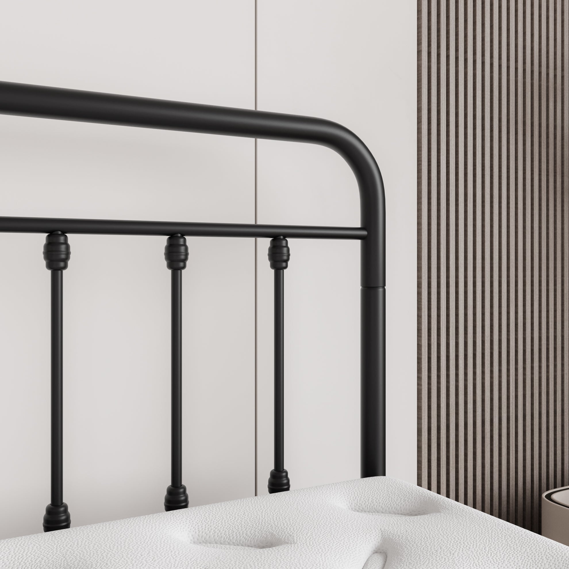 Metal Platform Bed Frame, Victorian Style Headboard/Footboard/Under - Bed Storage (W84034826) - Direct Wicker