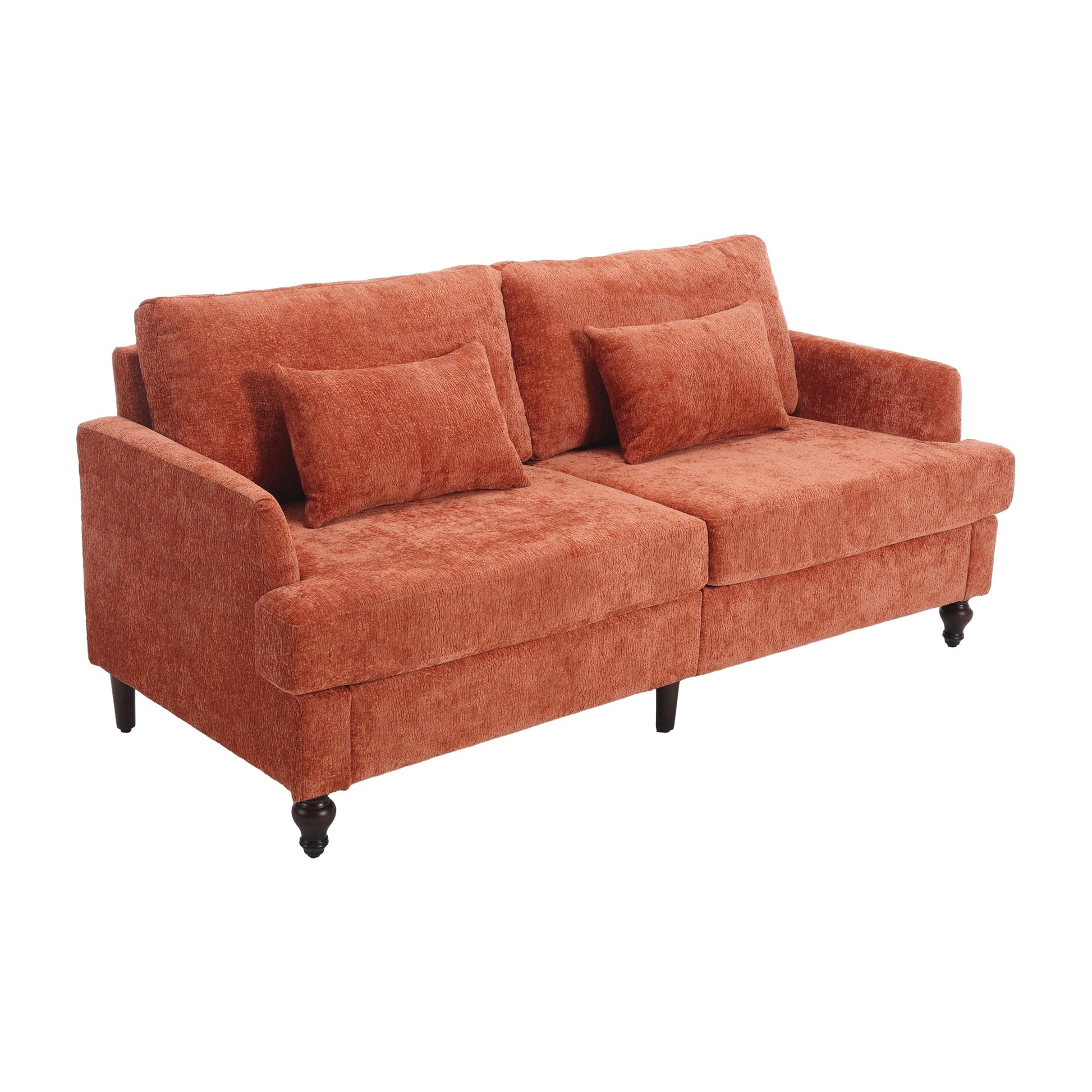 Mid Century Modern Chenille Fabric Loveseat Sofa with Brown Wood Feet (W395P151899) - Direct Wicker
