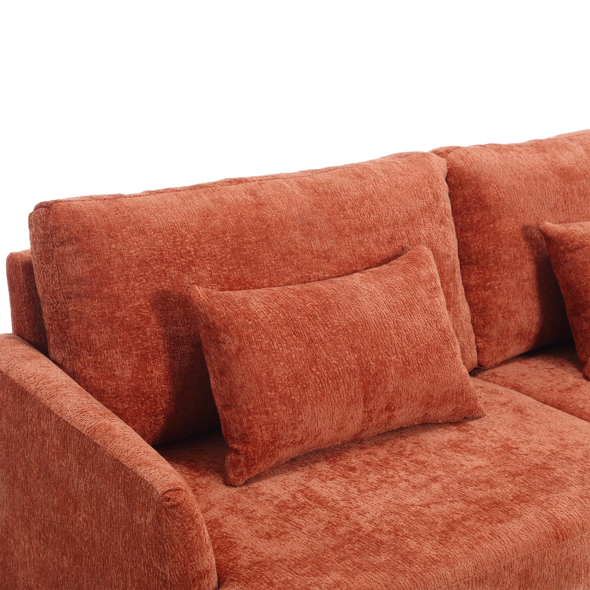 Mid Century Modern Chenille Fabric Loveseat Sofa with Brown Wood Feet (W395P151899) - Direct Wicker