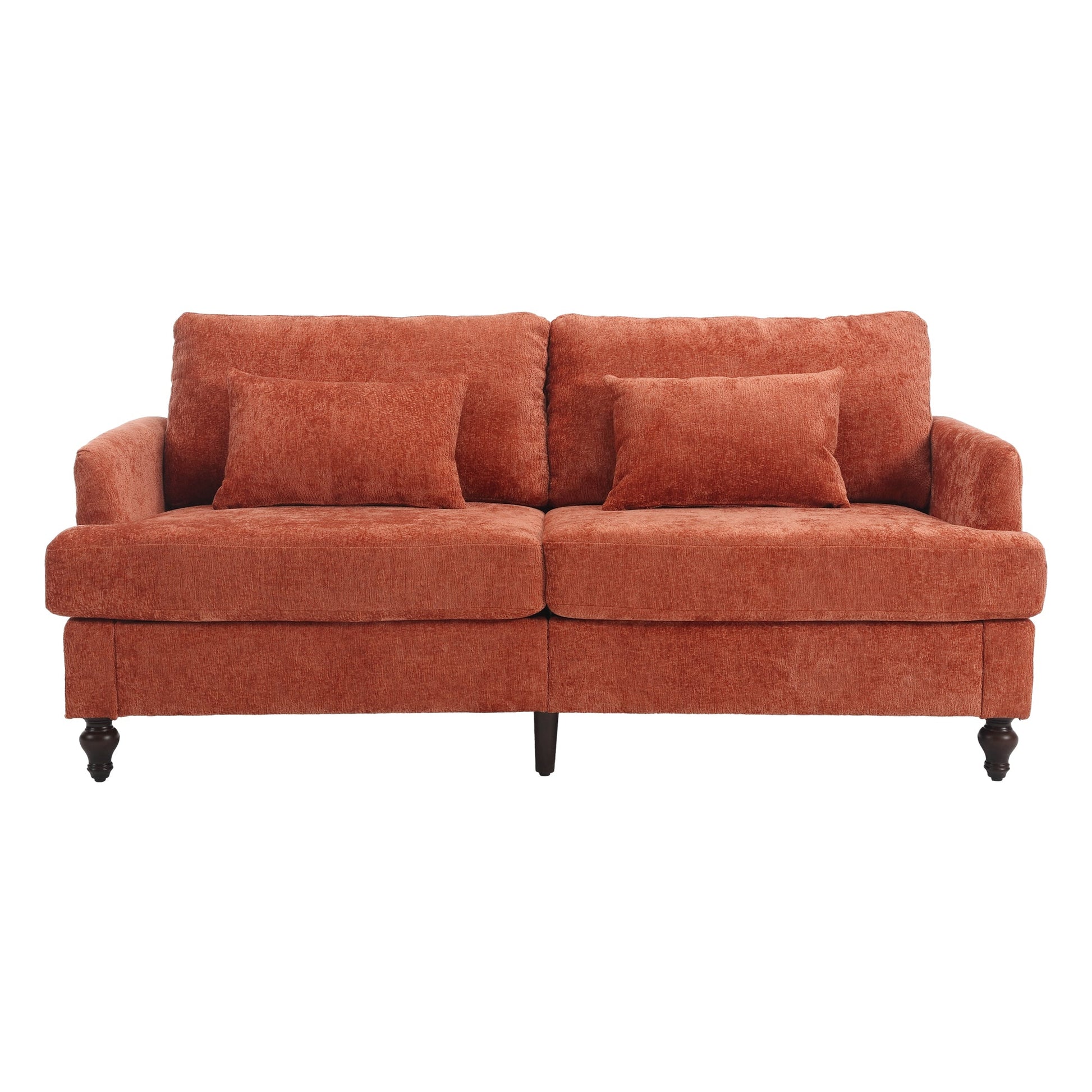 Mid Century Modern Chenille Fabric Loveseat Sofa with Brown Wood Feet (W395P151899) - Direct Wicker