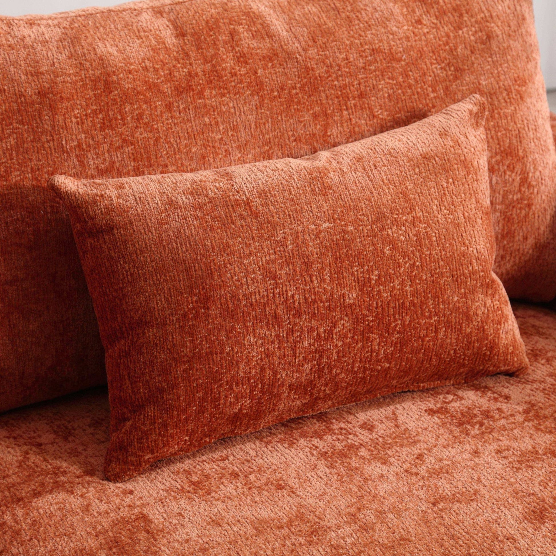 Mid Century Modern Chenille Fabric Loveseat Sofa with Brown Wood Feet (W395P151899) - Direct Wicker