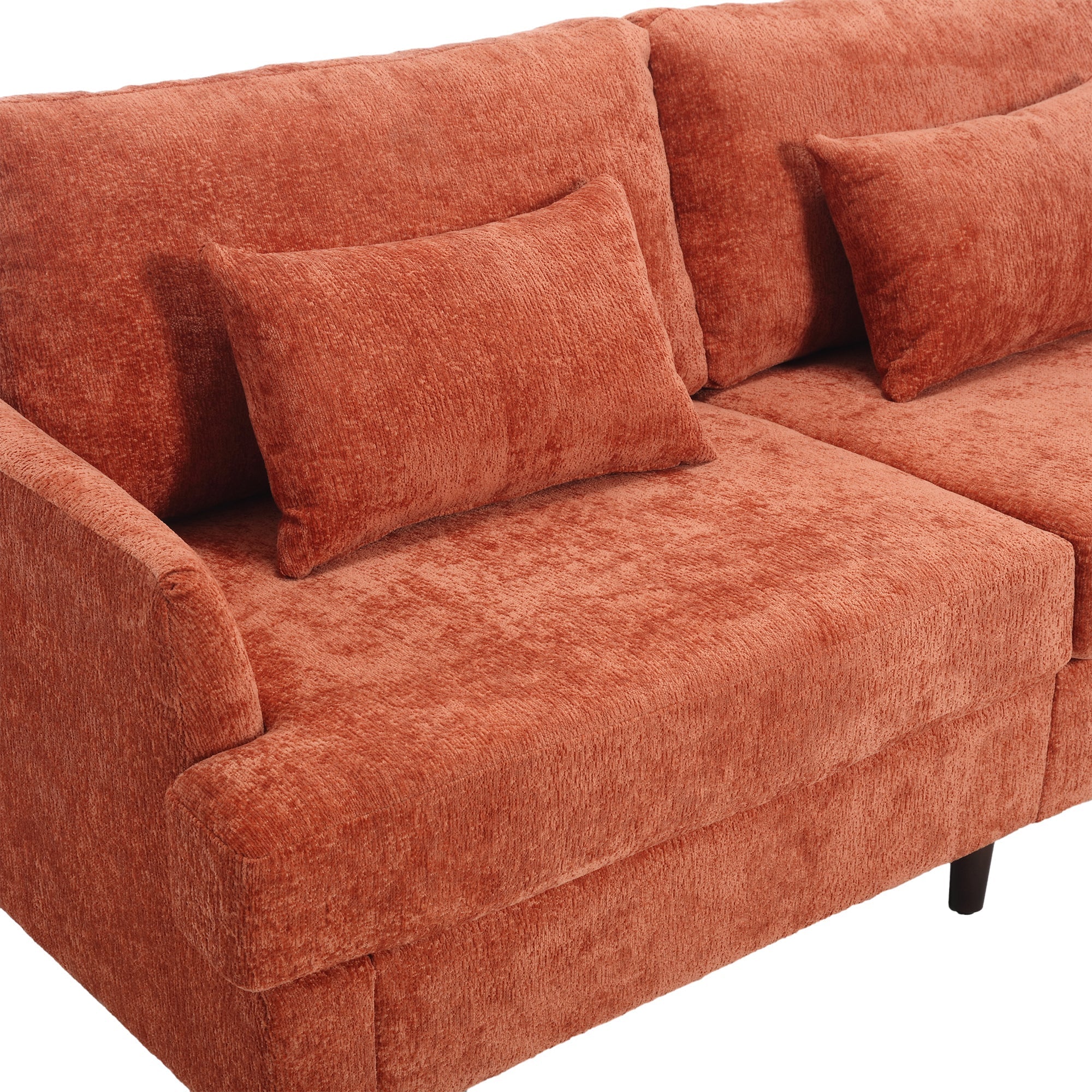 Mid Century Modern Chenille Fabric Loveseat Sofa with Brown Wood Feet (W395P151899) - Direct Wicker
