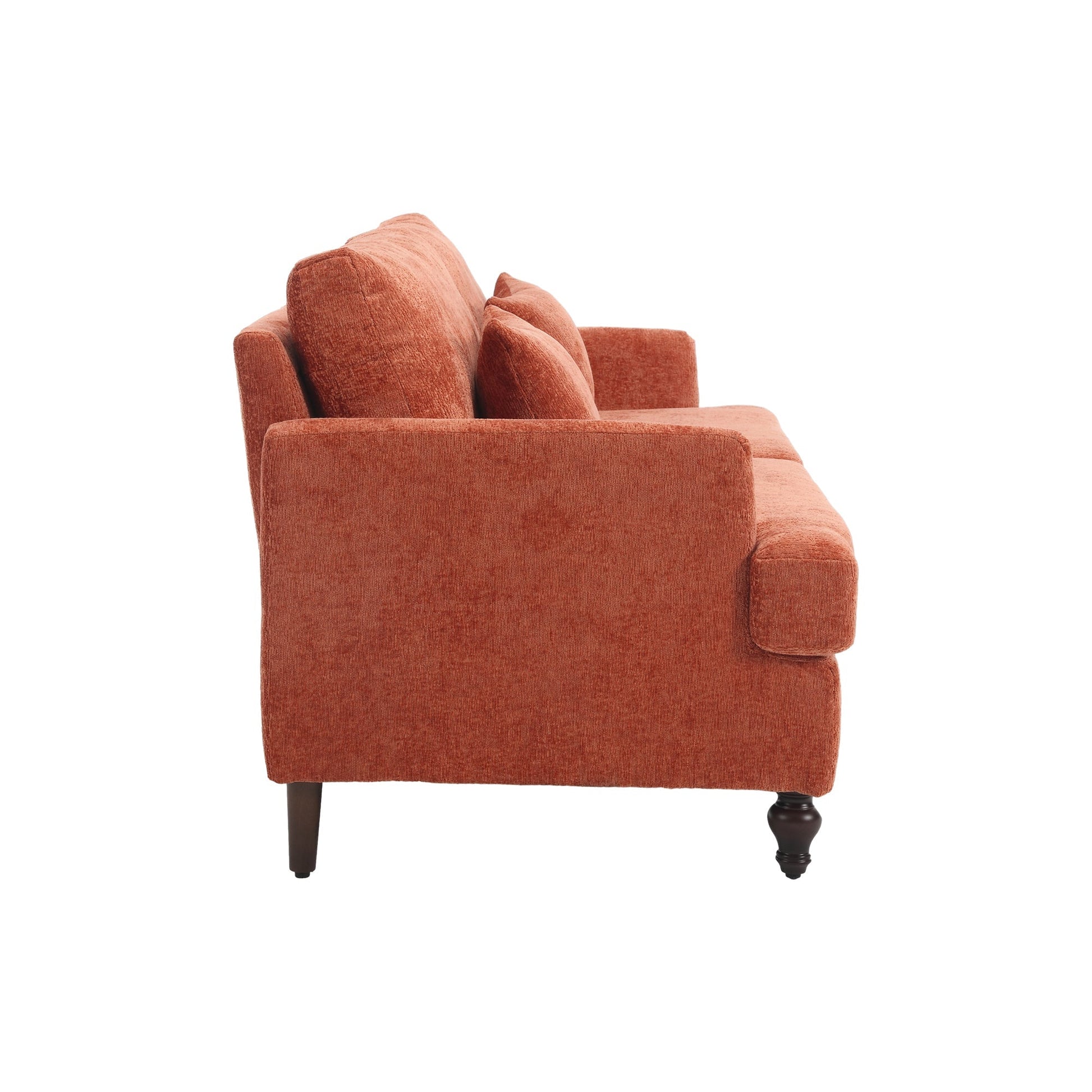 Mid Century Modern Chenille Fabric Loveseat Sofa with Brown Wood Feet (W395P151899) - Direct Wicker