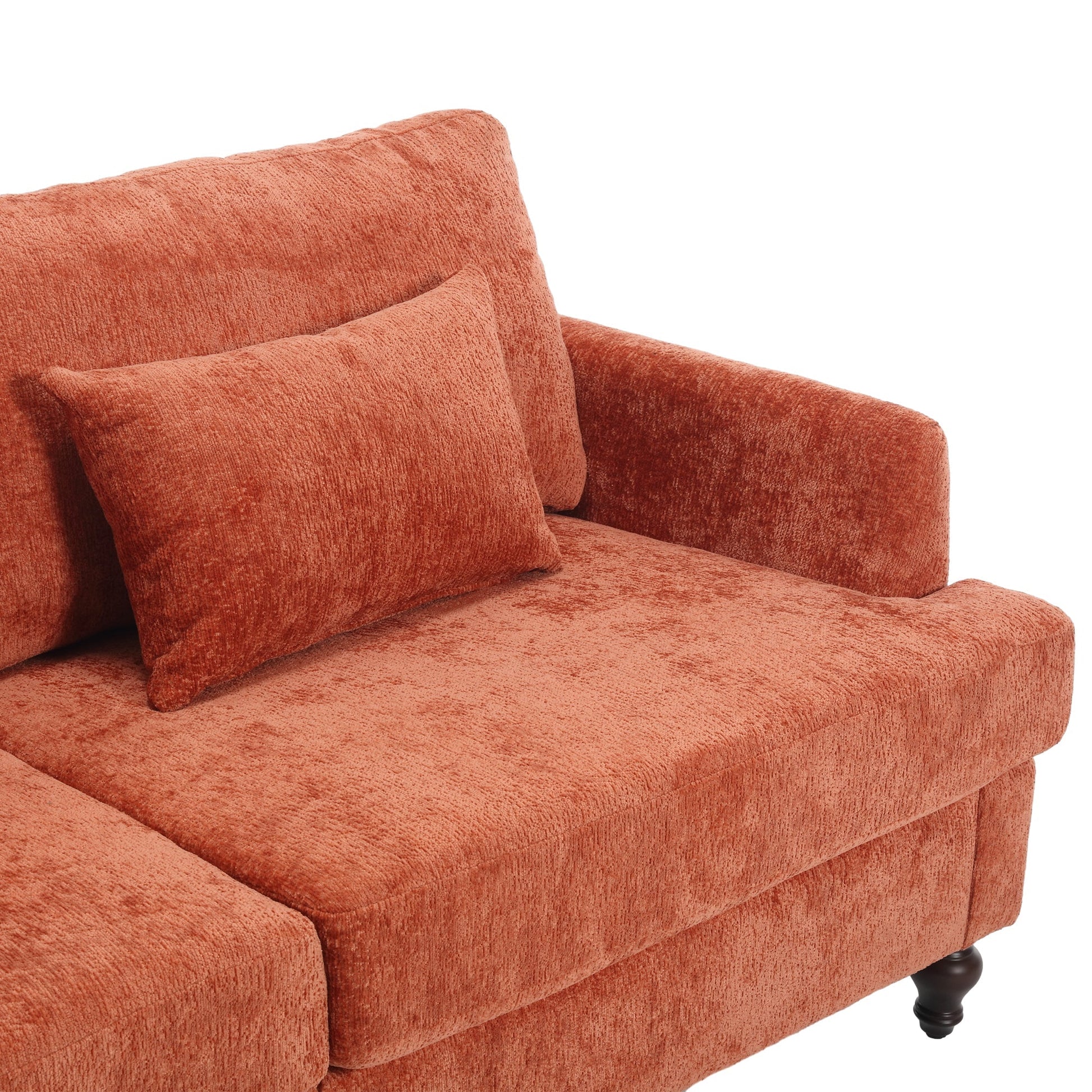 Mid Century Modern Chenille Fabric Loveseat Sofa with Brown Wood Feet (W395P151899) - Direct Wicker