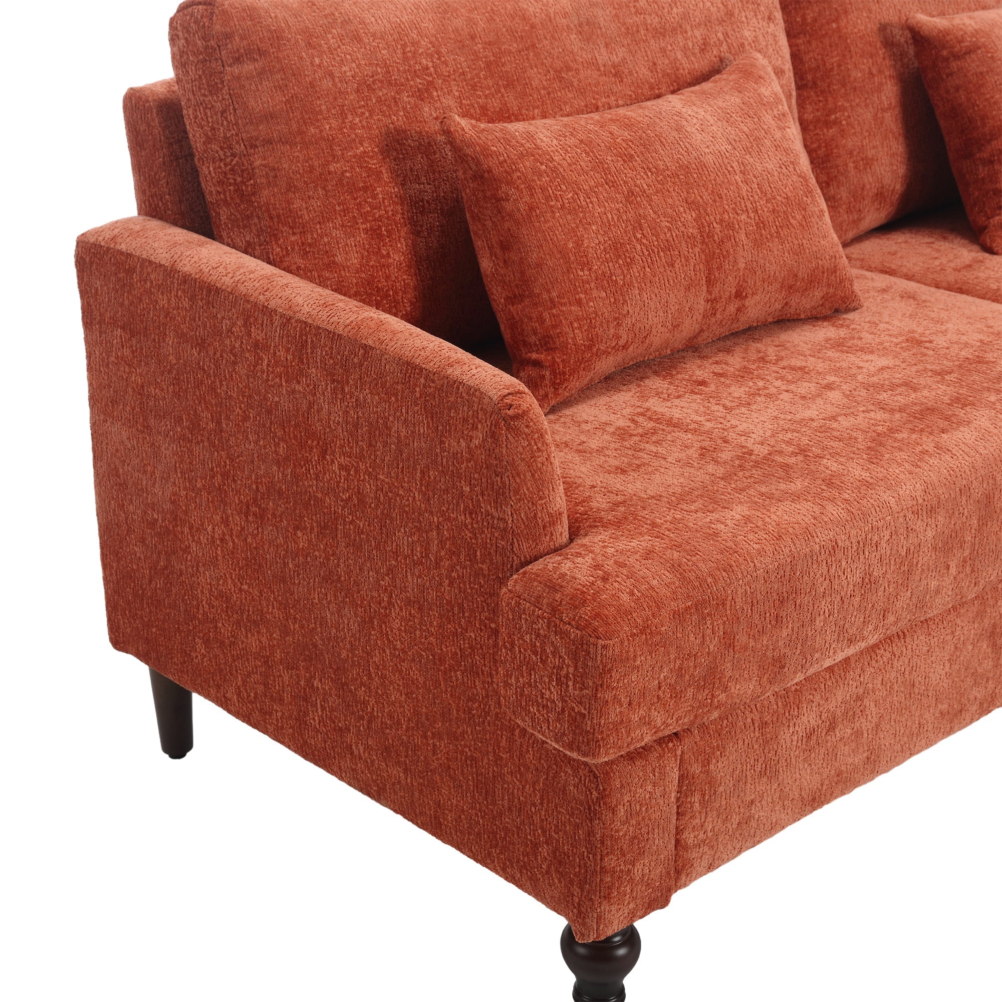 Mid Century Modern Chenille Fabric Loveseat Sofa with Brown Wood Feet (W395P151899) - Direct Wicker