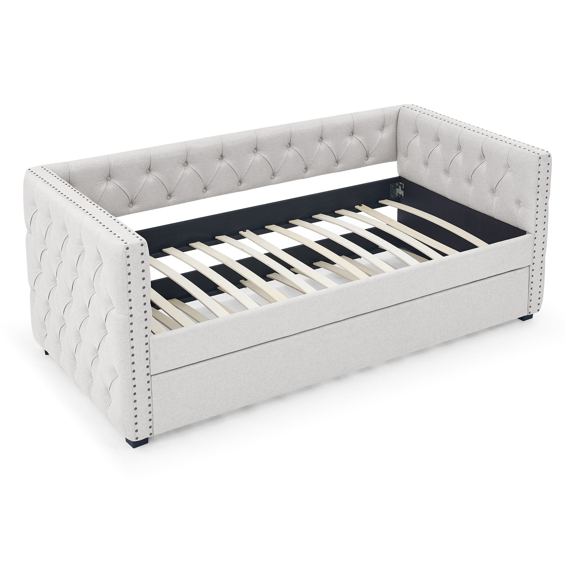 Mid - Century Upholstered Tufted Daybed with Trundle (W487S00104) - Direct Wicker